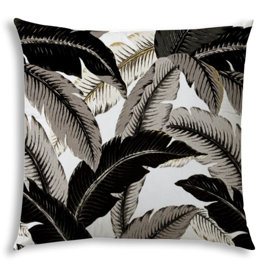 20" X 20" Black And White Blown Seam Throw Indoor Outdoor Pillow