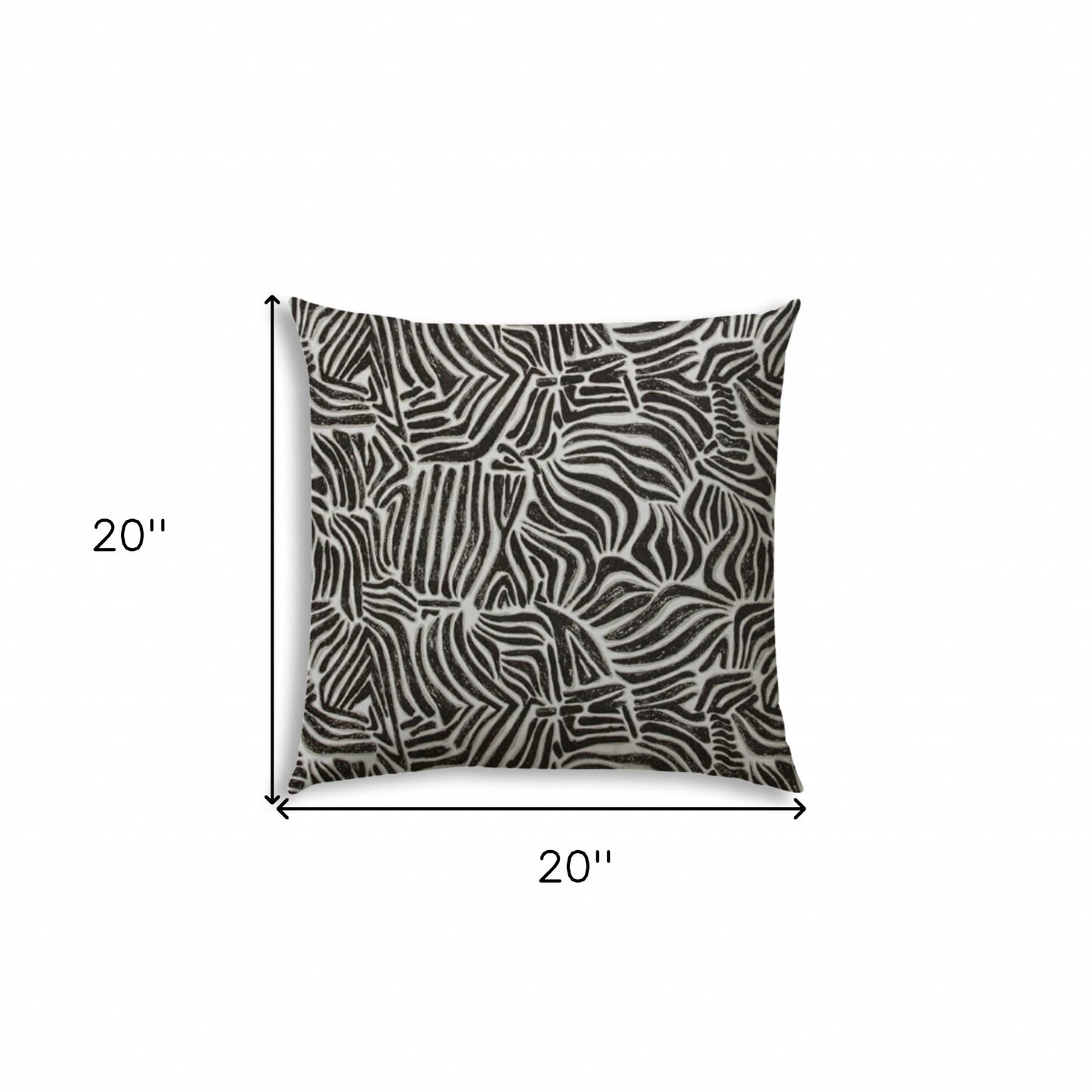 20" X 20" Black And White Safari Animals Blown Seam Animal Print Throw Indoor Outdoor Pillow