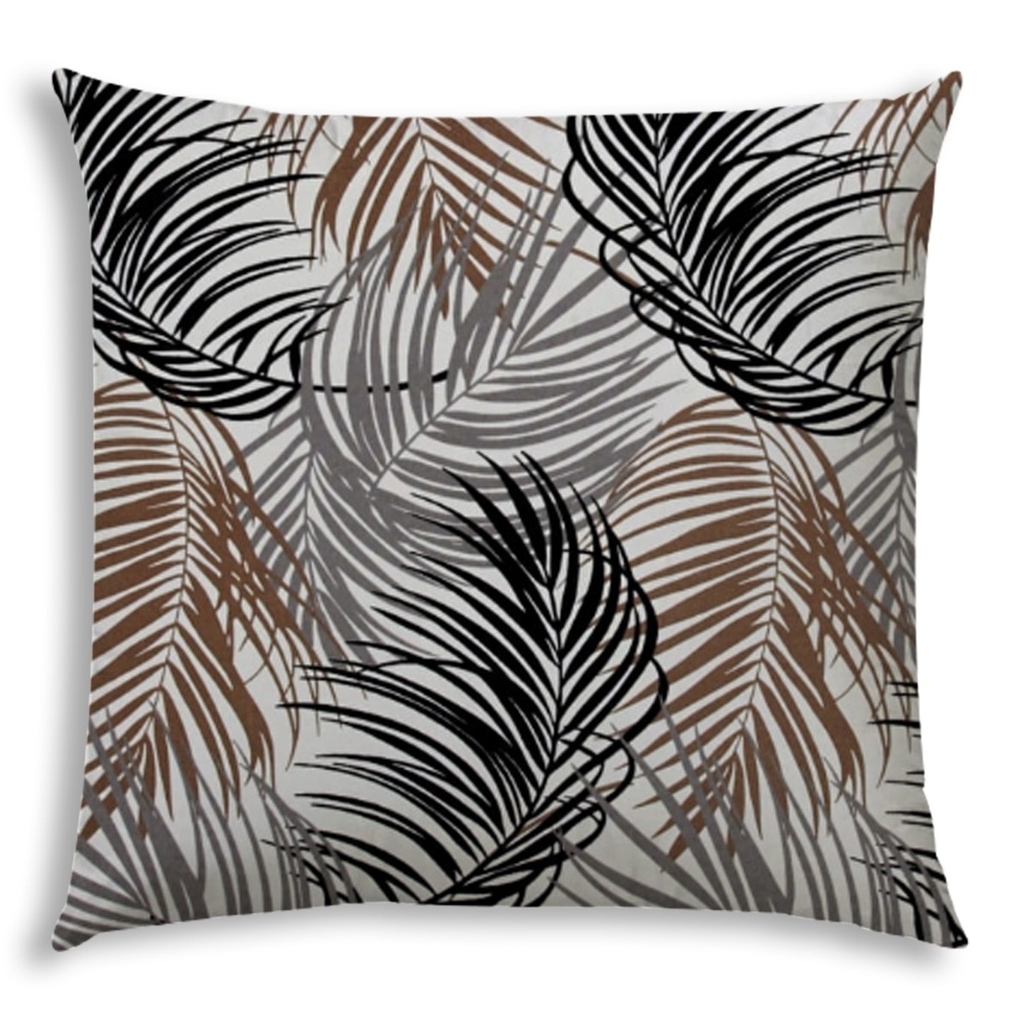 20" X 20" Brown And Black Blown Seam Tropical Throw Indoor Outdoor Pillow
