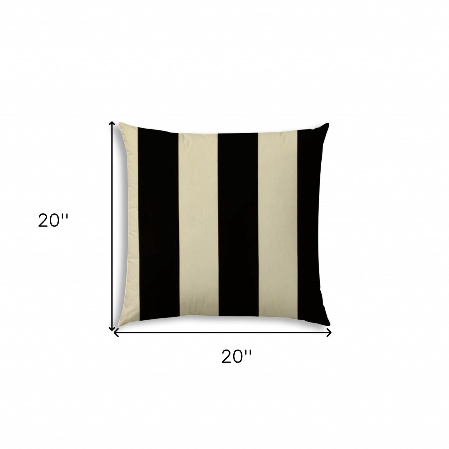 20" X 20" Black And Ivory Blown Seam Striped Throw Indoor Outdoor Pillow