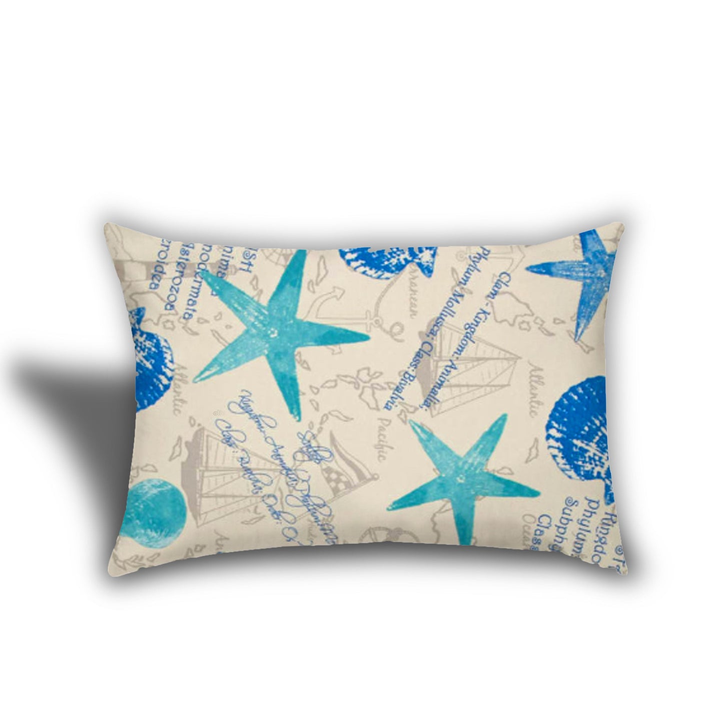 18" X 18" Ocean Blue And White Zippered Nautical Throw Indoor Outdoor Pillow