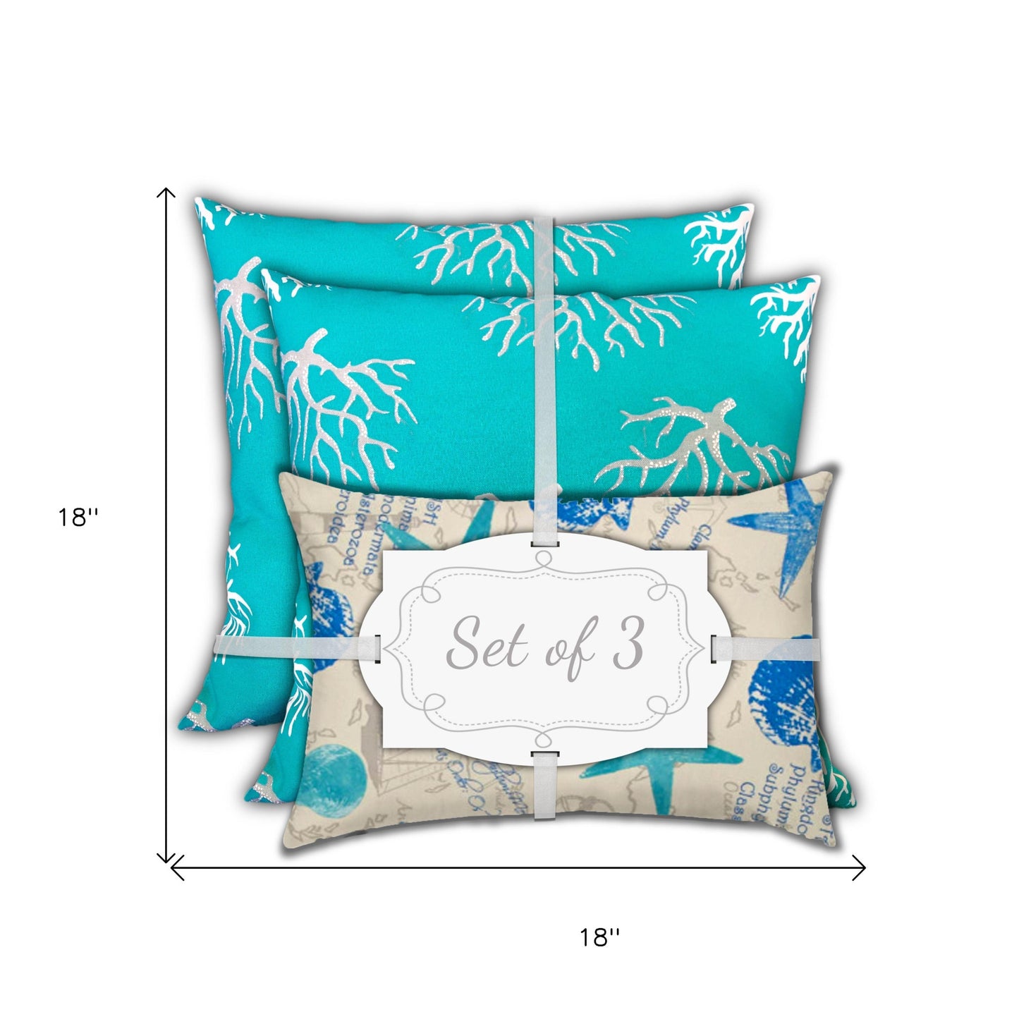 18" X 18" Ocean Blue And White Zippered Nautical Throw Indoor Outdoor Pillow