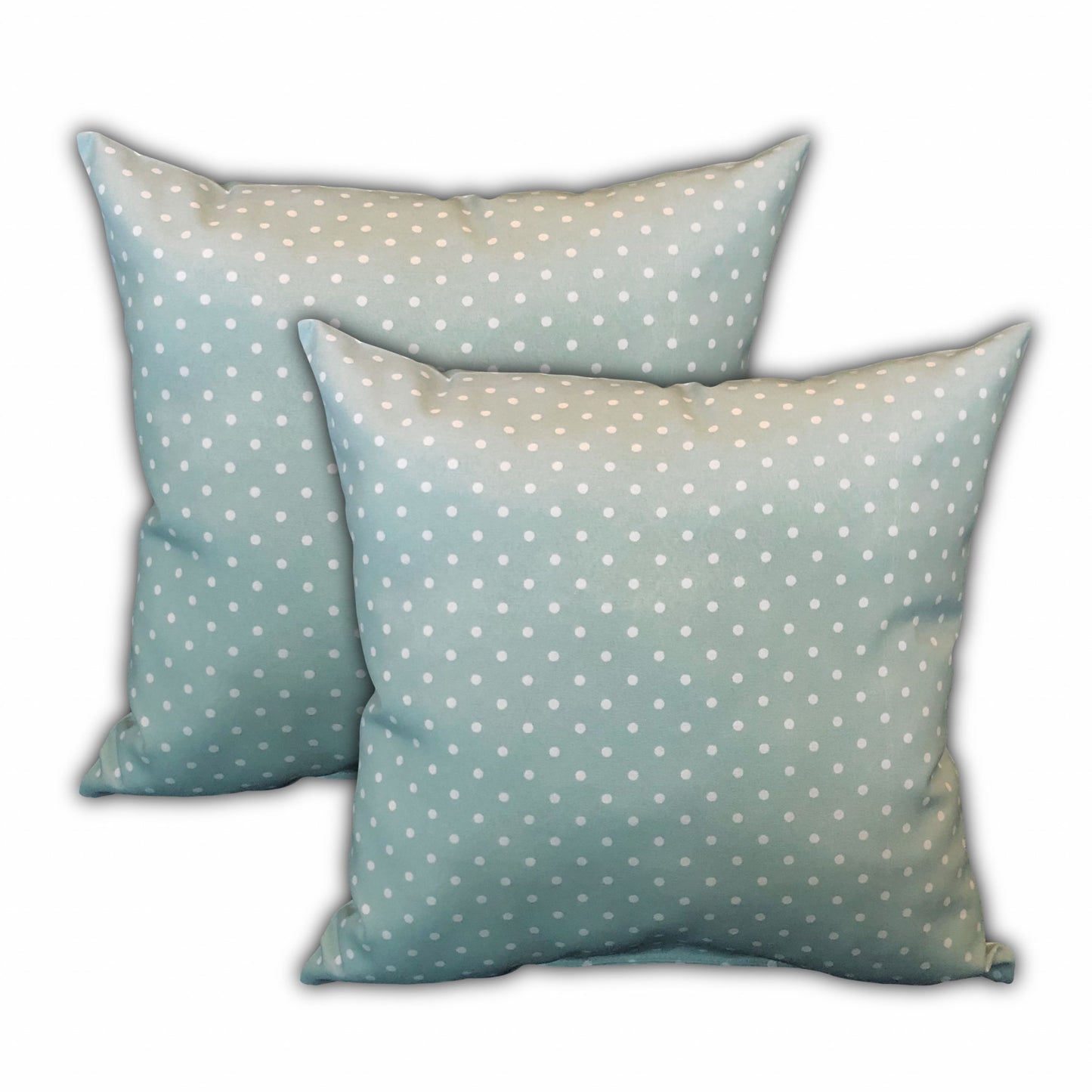 Set Of Three 18" X 18" Seafoam And White Zippered Polka Dots Throw Indoor Outdoor Pillow
