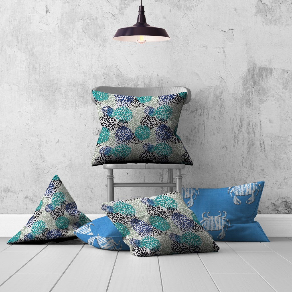 Set of 3 Blue Coastal Indoor Outdoor Zippered Pillows