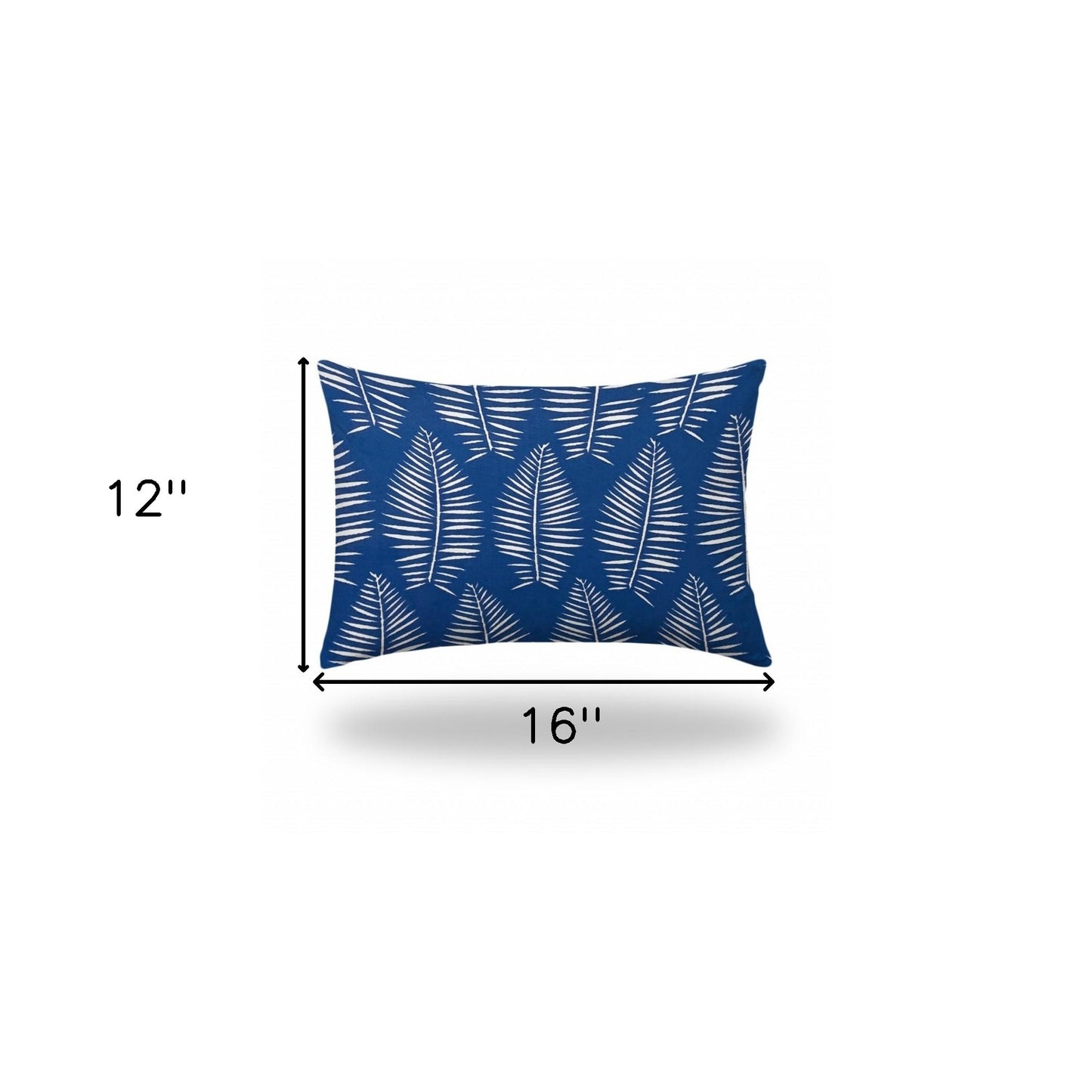 12" X 16" Blue And White Enveloped Tropical Lumbar Indoor Outdoor Pillow