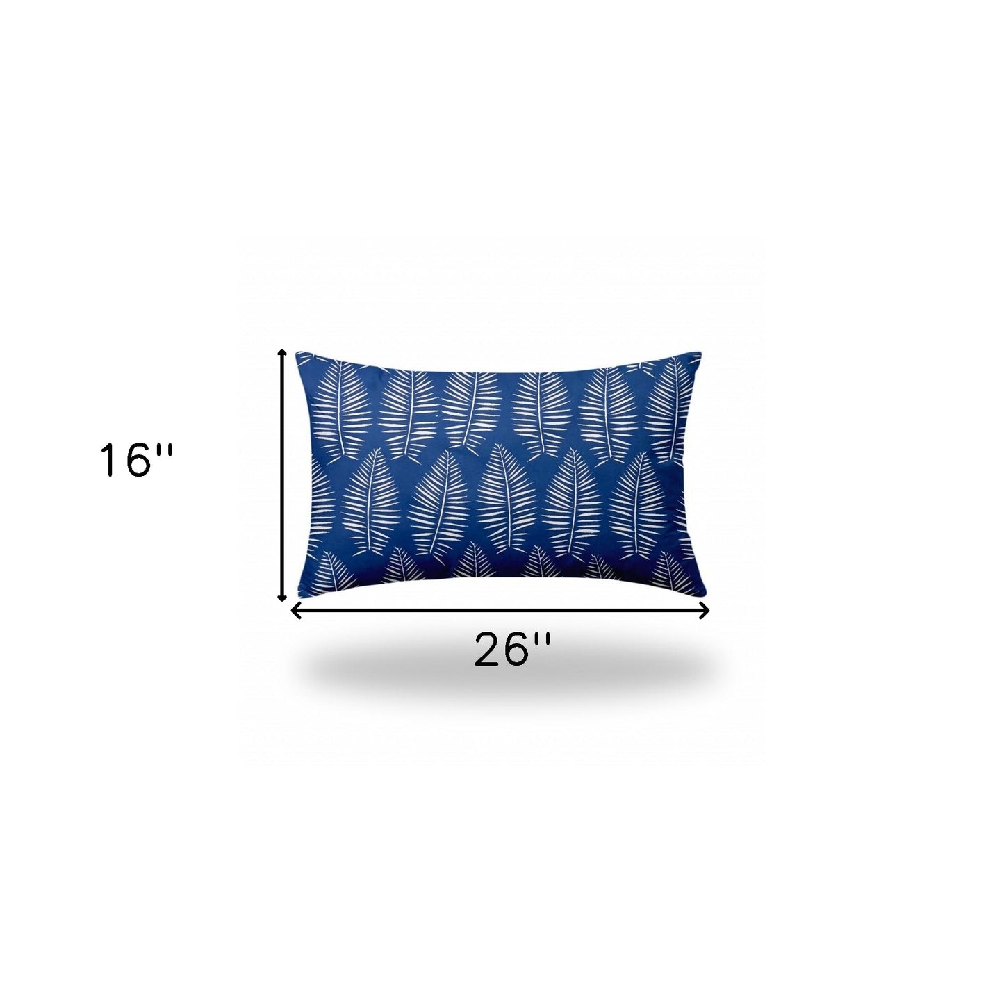 16" X 26" Blue And White Enveloped Tropical Lumbar Indoor Outdoor Pillow