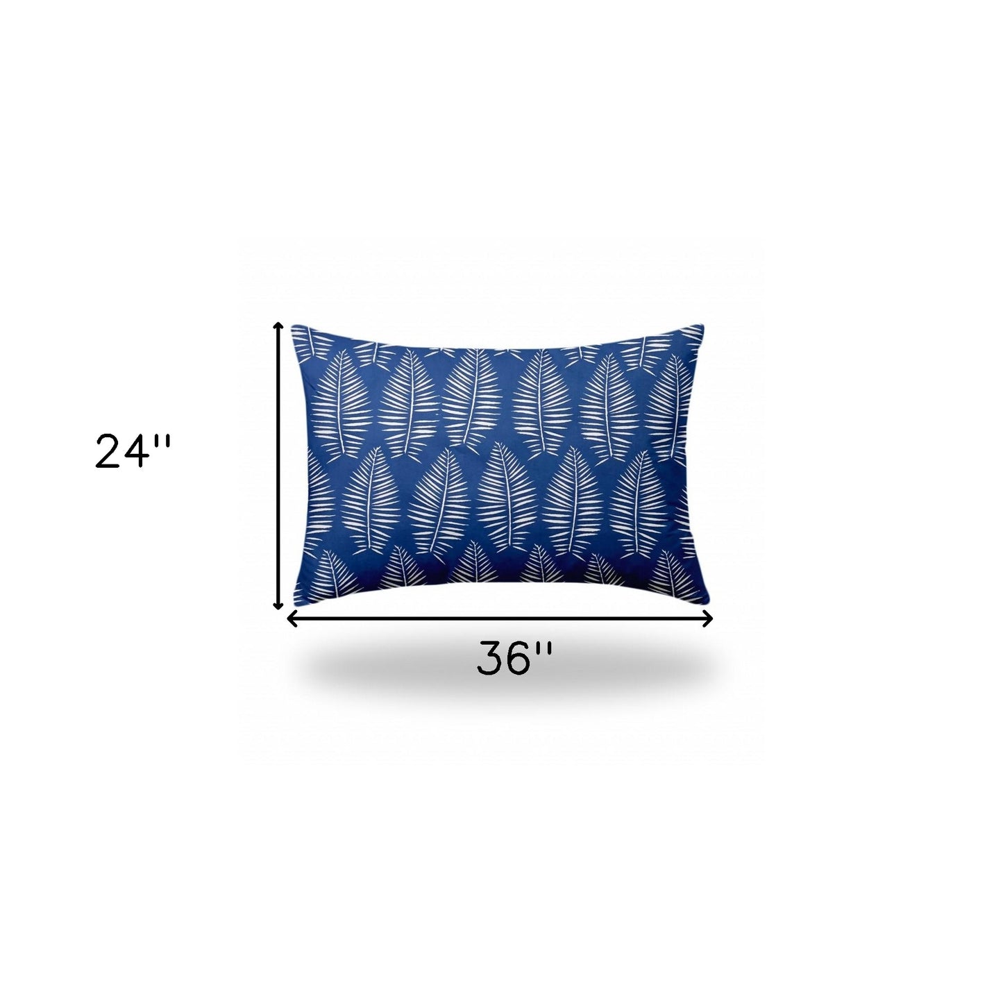 24" X 36" Blue And White Zippered Tropical Lumbar Indoor Outdoor Pillow