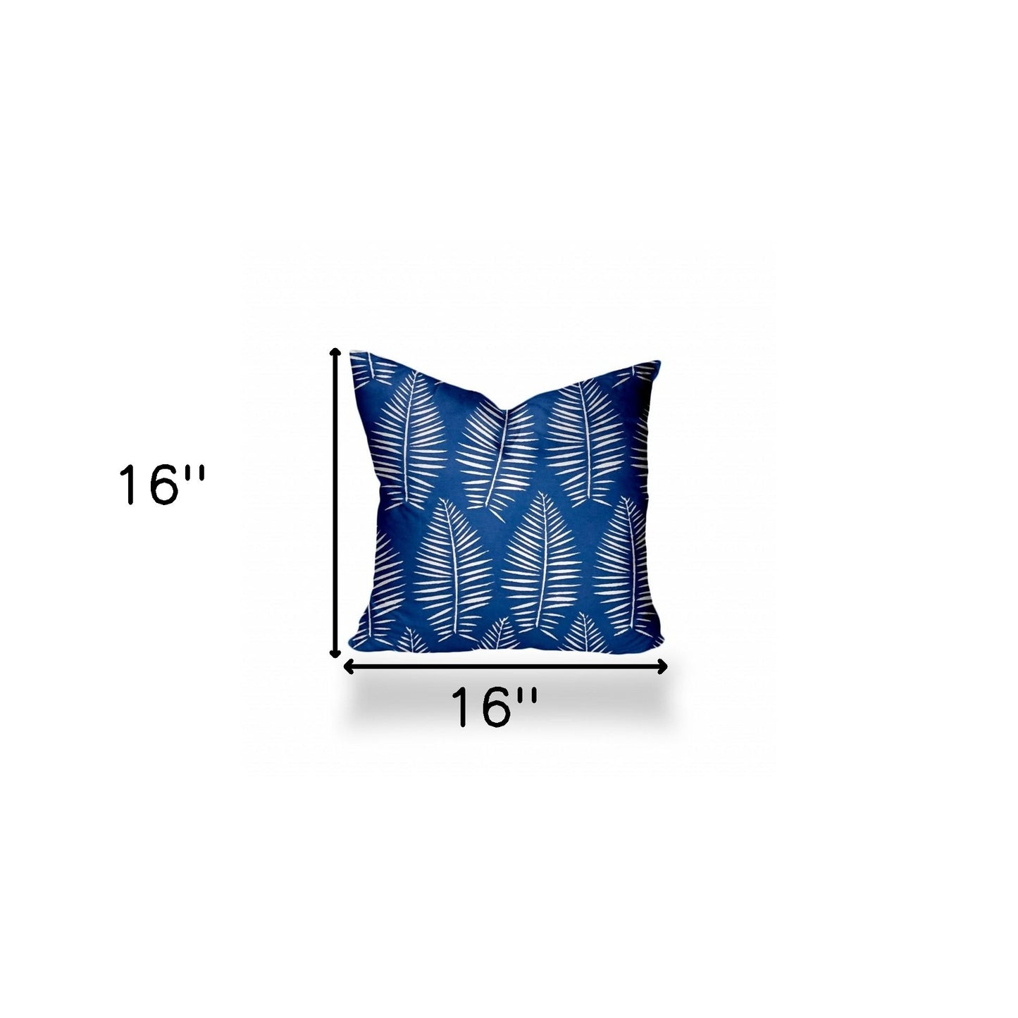 16" X 16" Blue And White Enveloped Tropical Throw Indoor Outdoor Pillow