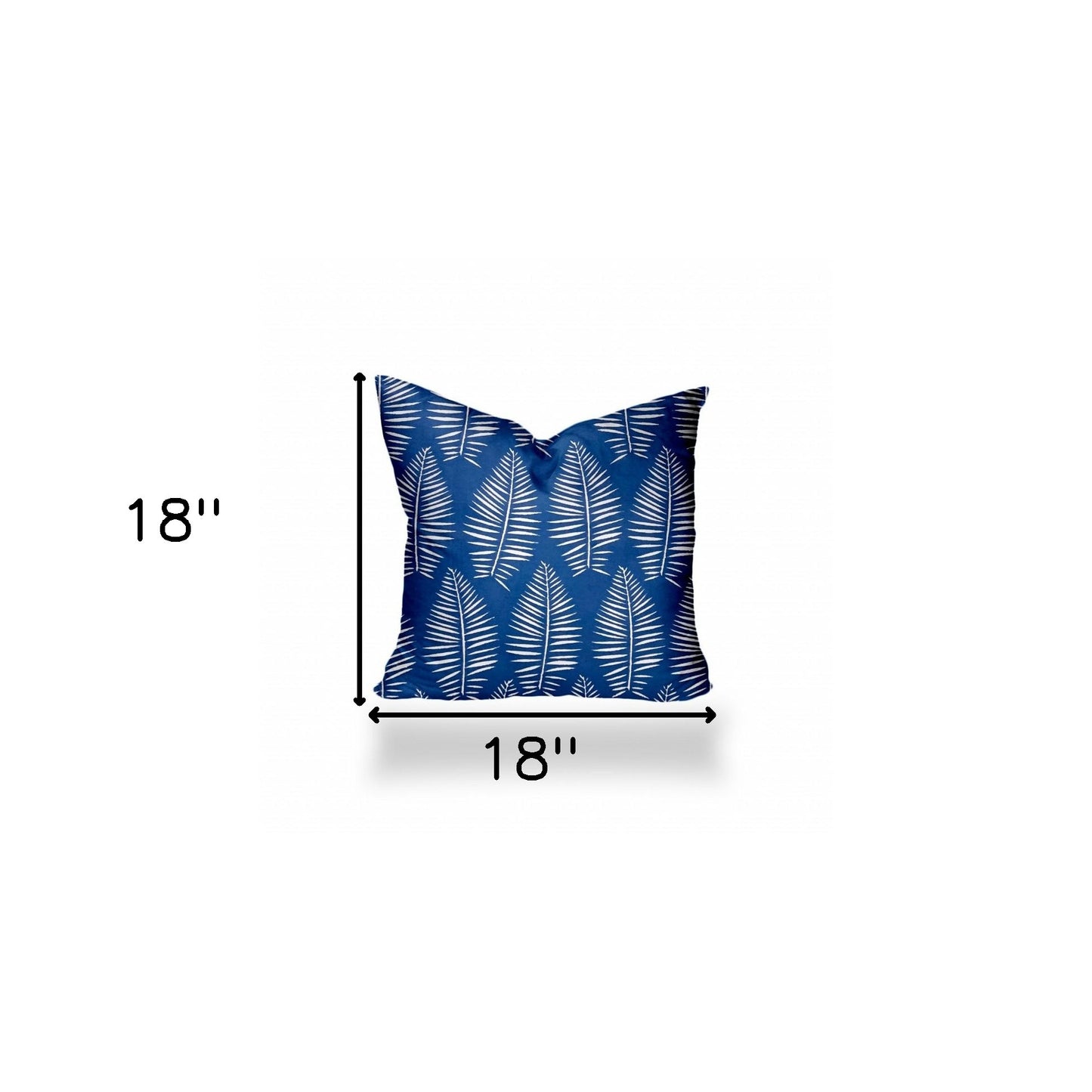 18" X 18" Blue And White Enveloped Tropical Throw Indoor Outdoor Pillow