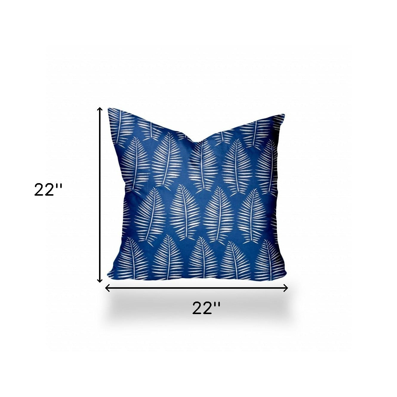 22" X 22" Blue And White Enveloped Tropical Throw Indoor Outdoor Pillow