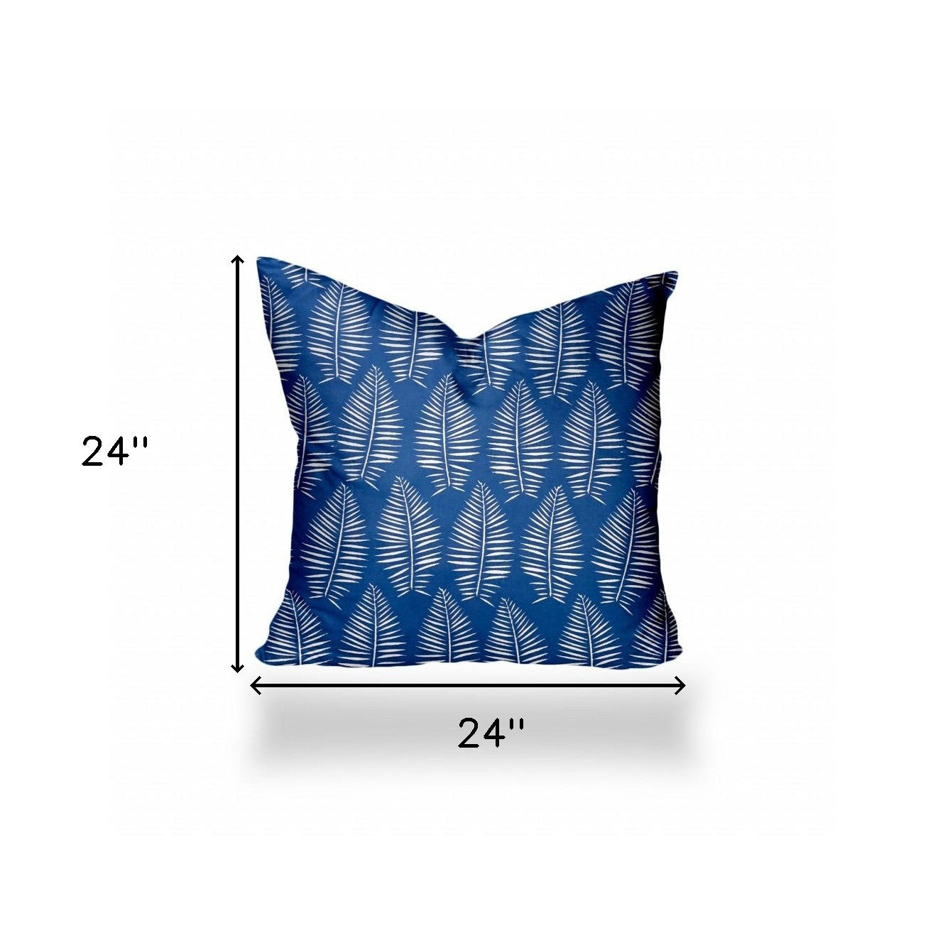 24" X 24" Blue And White Zippered Tropical Throw Indoor Outdoor Pillow Cover