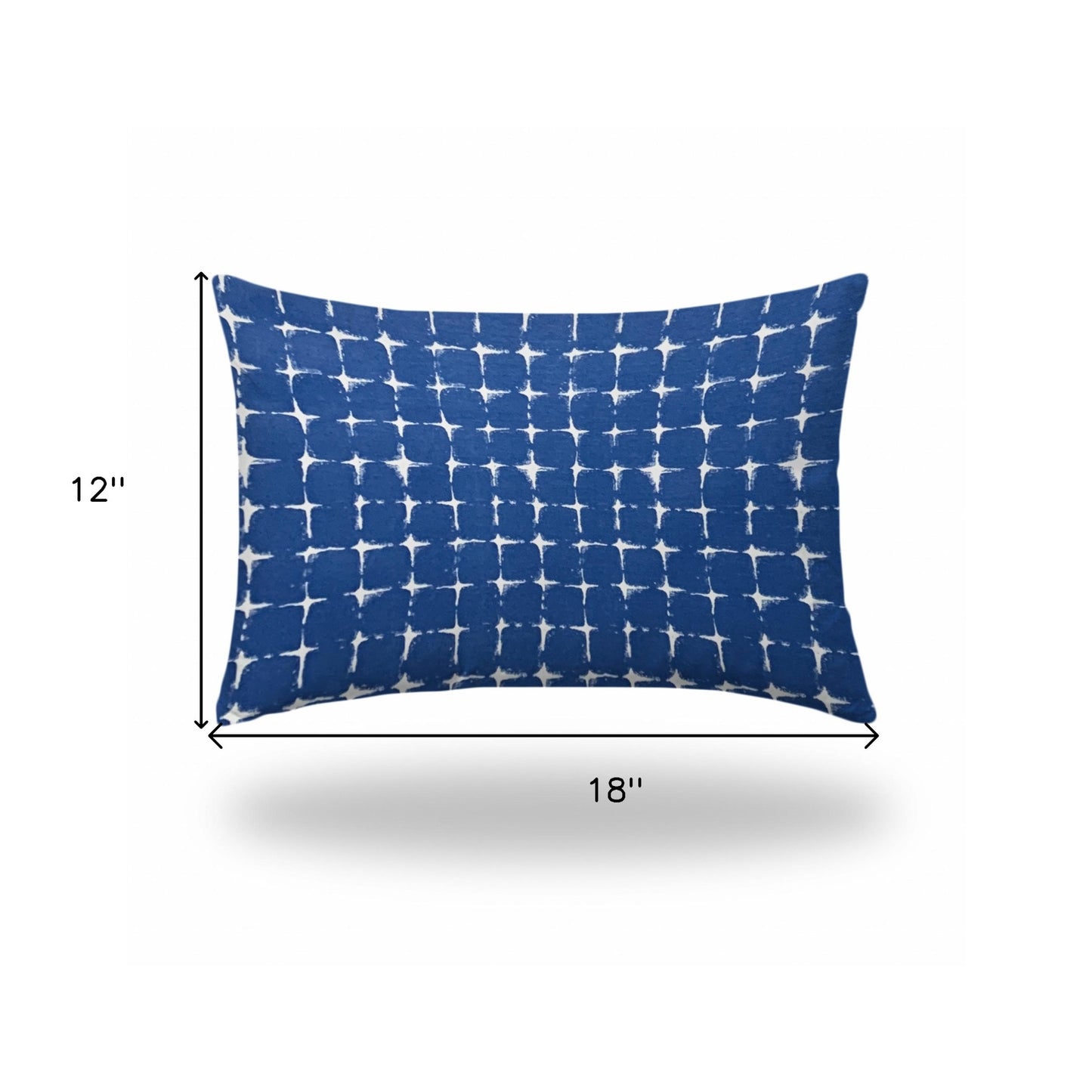 12" X 18" Blue And White Zippered Gingham Lumbar Indoor Outdoor Pillow