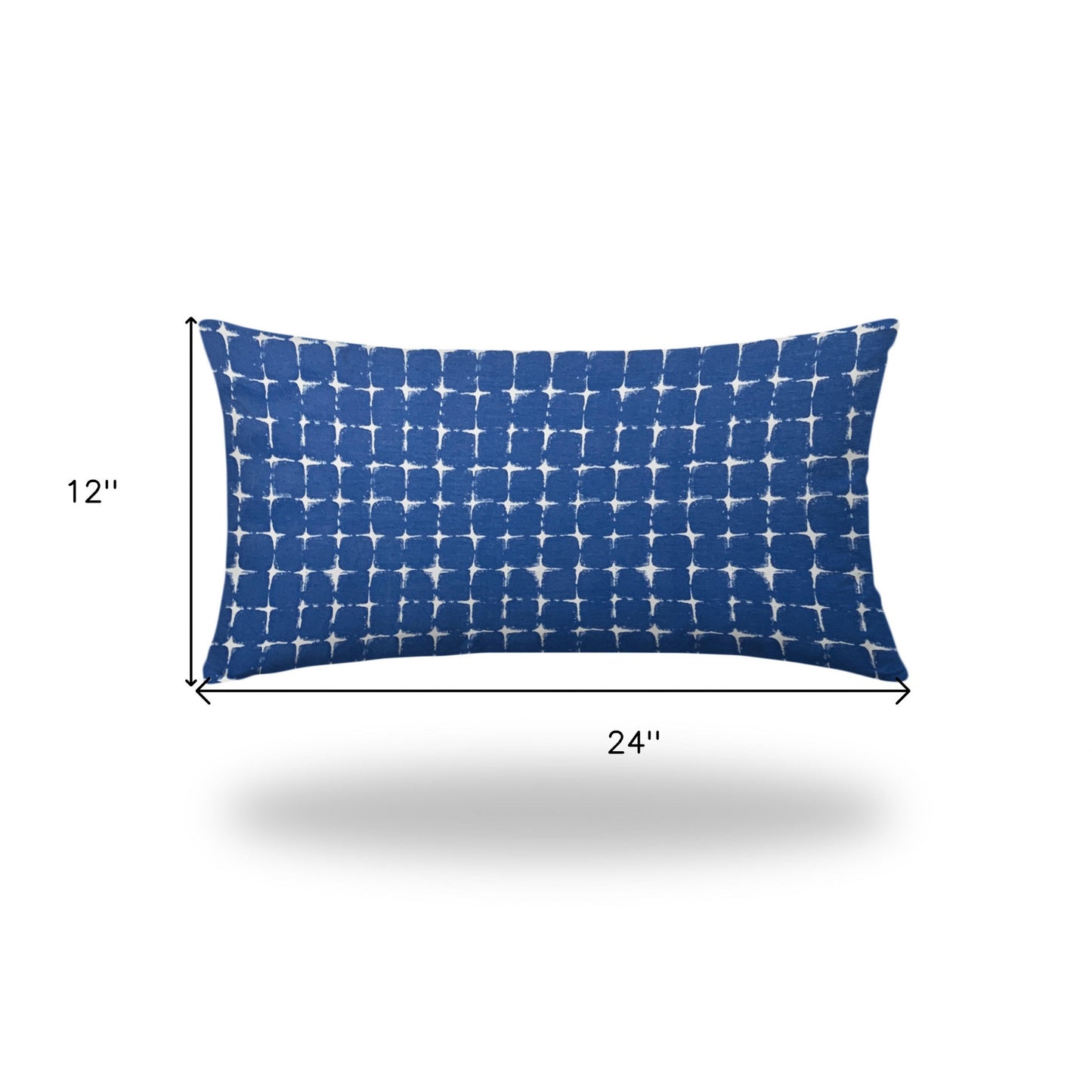 14" X 24" Blue And White Enveloped Abstract Lumbar Indoor Outdoor Pillow Cover
