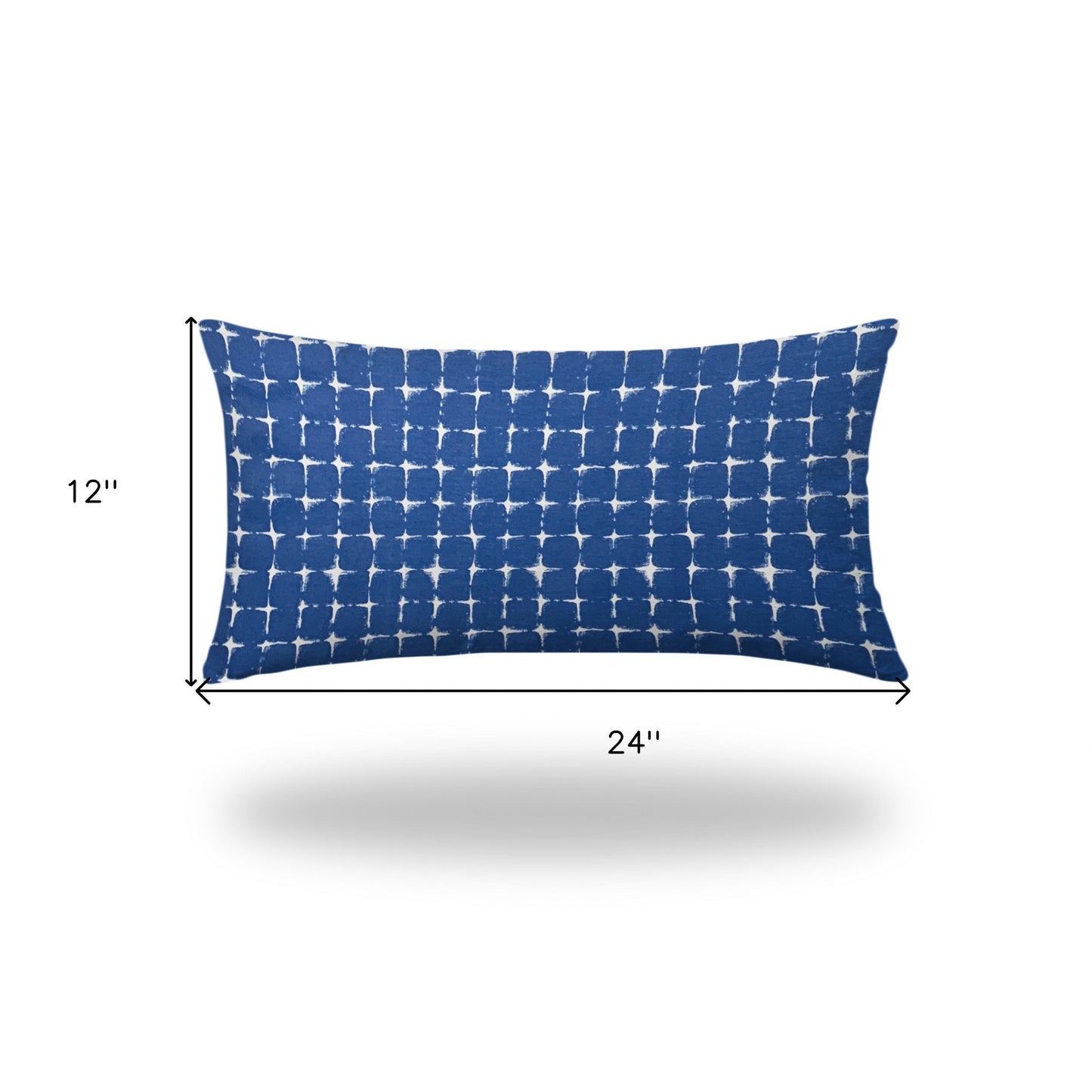 14" X 24" Blue And White Zippered Abstract Lumbar Indoor Outdoor Pillow