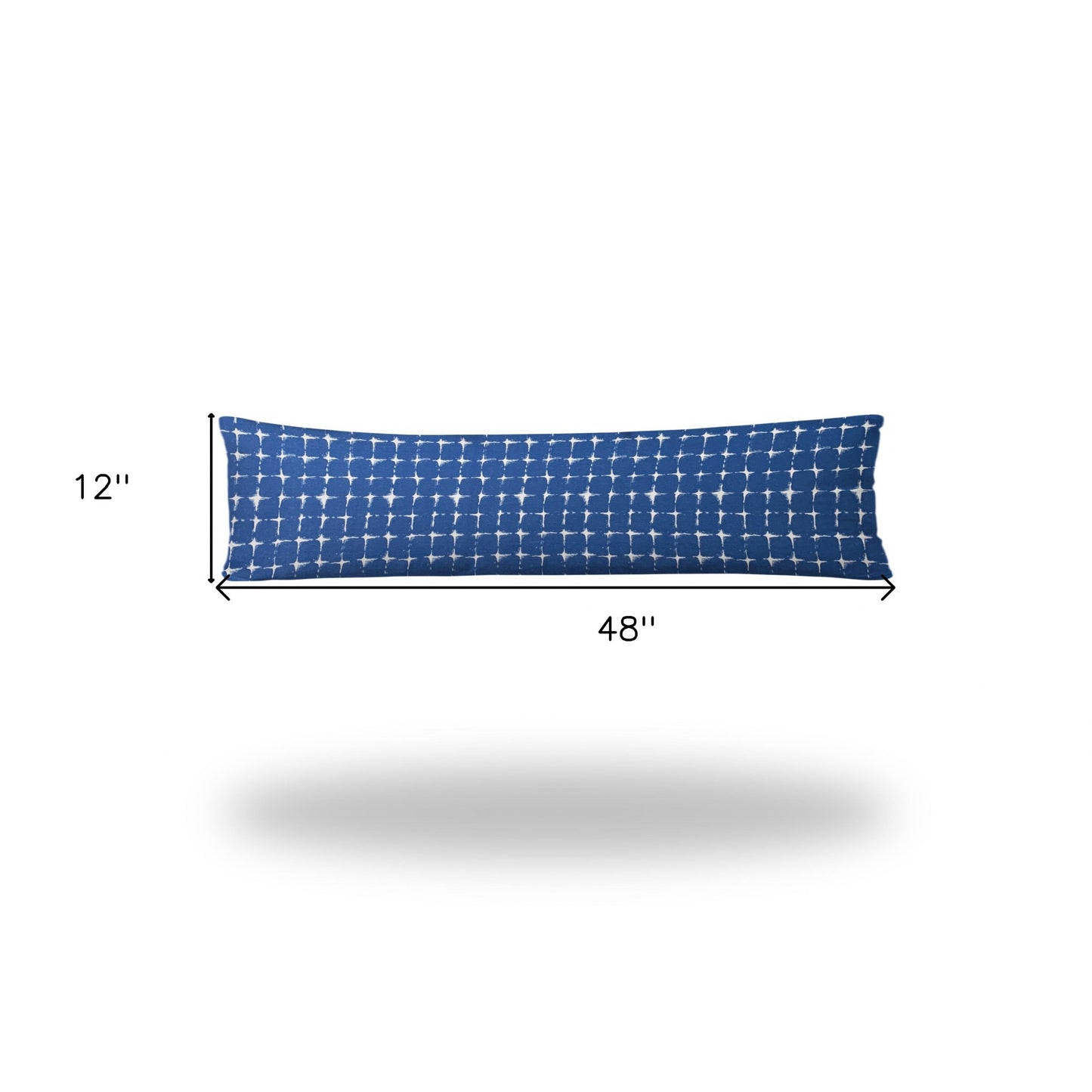 12" X 48" Blue And White Zippered Gingham Lumbar Indoor Outdoor Pillow Cover