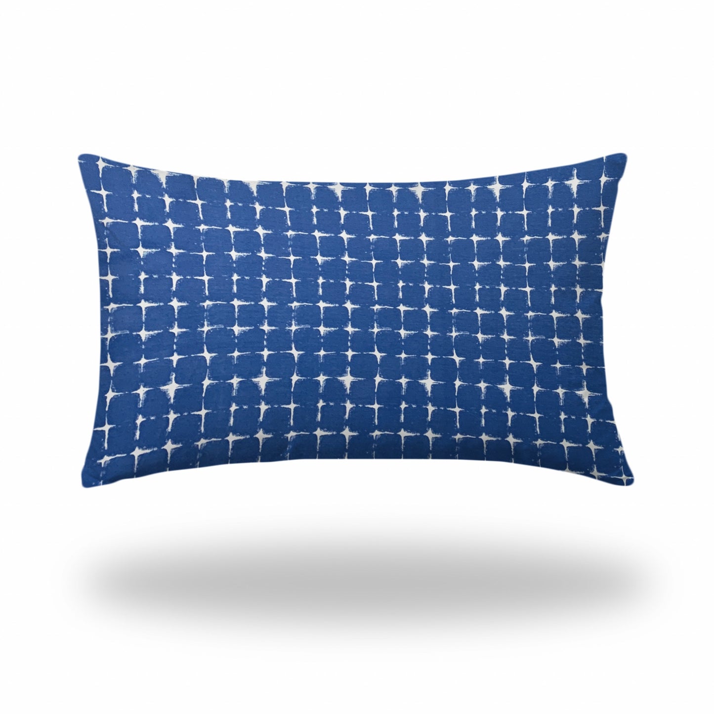 16" X 26" Blue And White Zippered Abstract Lumbar Indoor Outdoor Pillow Cover