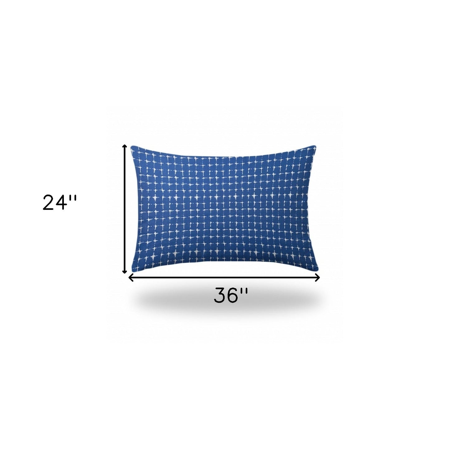 24" X 36" Blue And White Enveloped Gingham Lumbar Indoor Outdoor Pillow