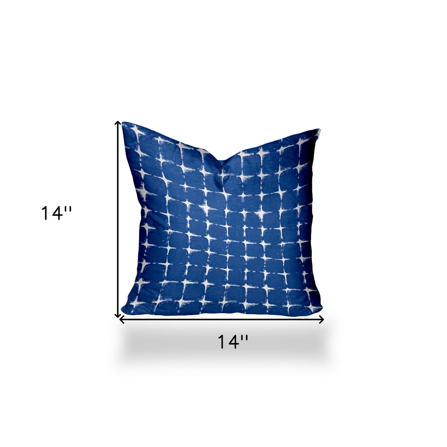 14" X 14" Blue And White Enveloped Gingham Throw Indoor Outdoor Pillow Cover