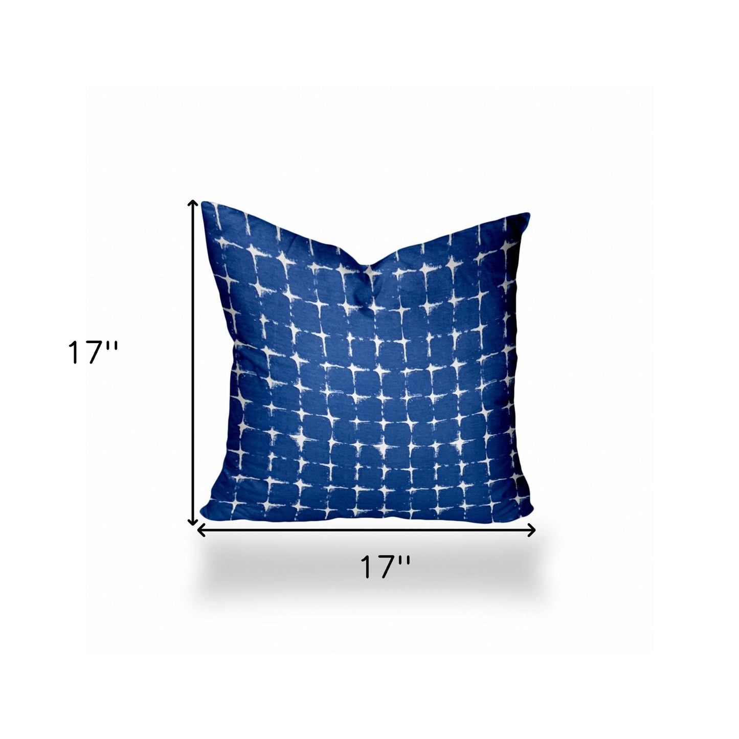 17" X 17" Blue And White Zippered Gingham Throw Indoor Outdoor Pillow