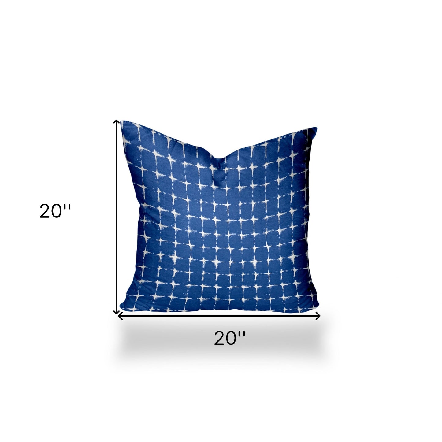 20" X 20" Blue And White Enveloped Gingham Throw Indoor Outdoor Pillow