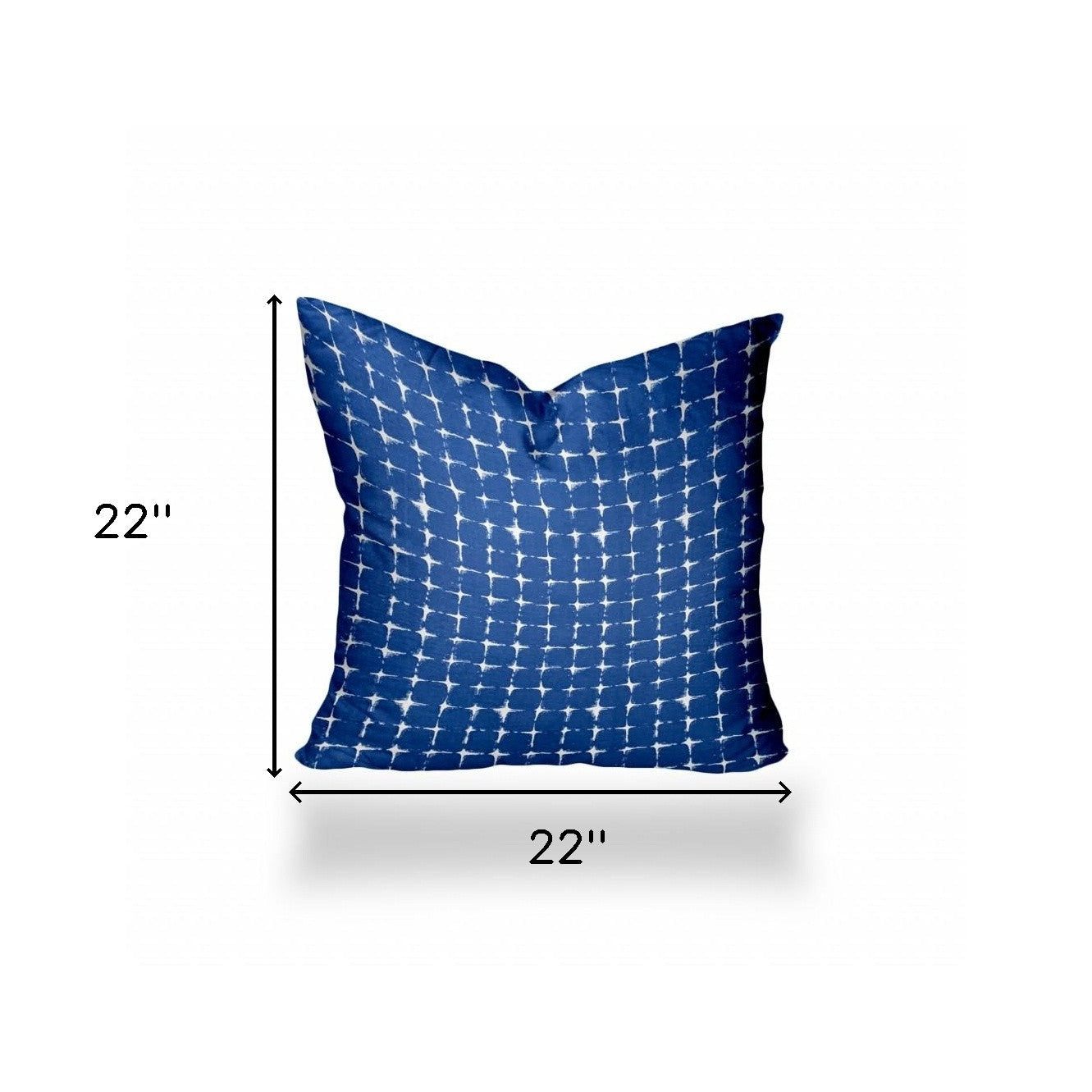 22" X 22" Blue And White Zippered Gingham Throw Indoor Outdoor Pillow Cover