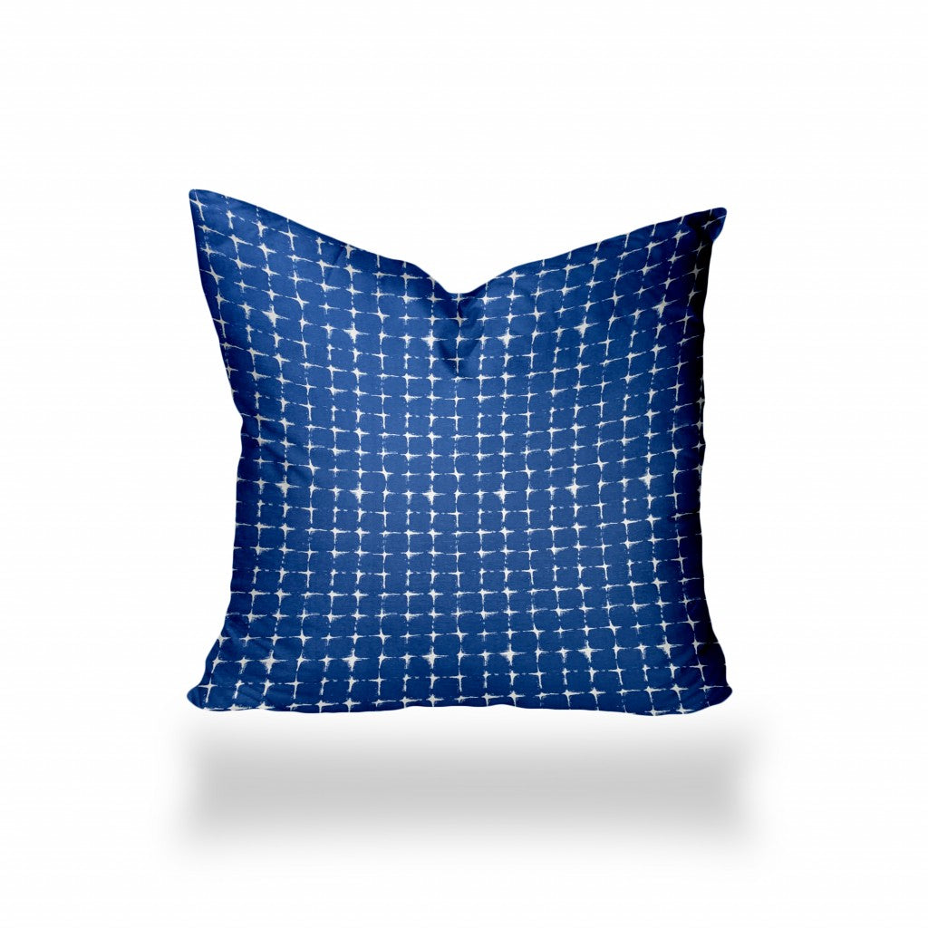 36" X 36" Blue And White Enveloped Gingham Throw Indoor Outdoor Pillow