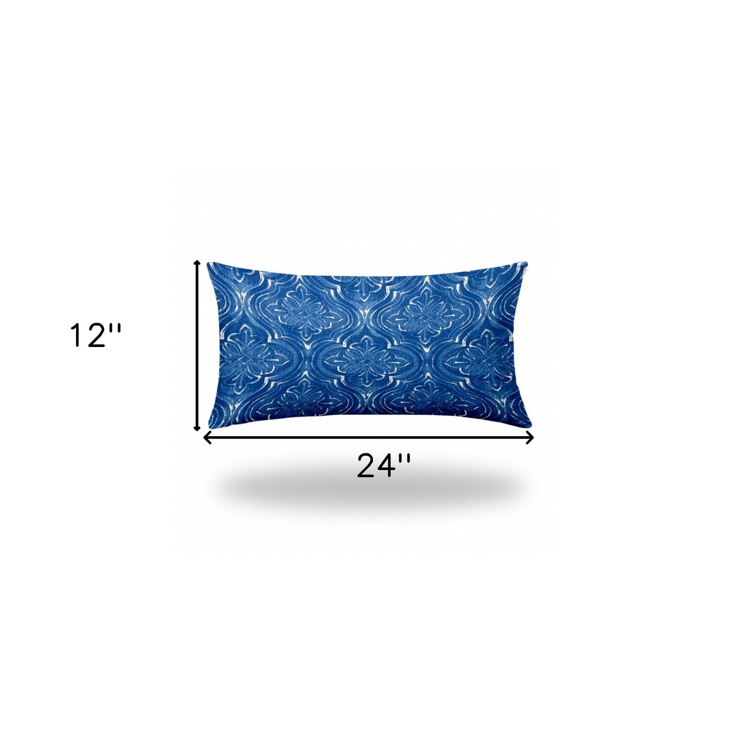 14" X 24" Blue And White Enveloped Ogee Lumbar Indoor Outdoor Pillow Cover