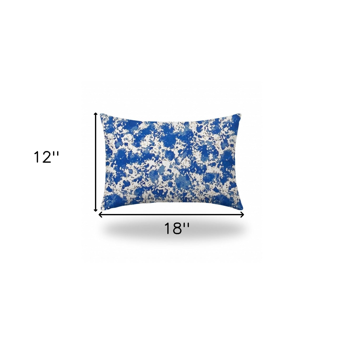 12" X 18" Blue And White Enveloped Lumbar Indoor Outdoor Pillow Cover