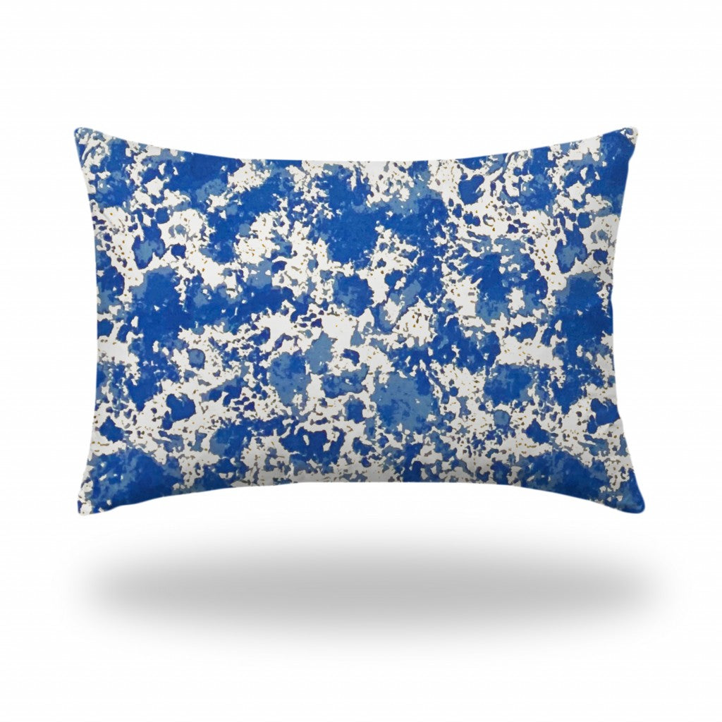 12" X 18" Blue And White Zippered Coastal Lumbar Indoor Outdoor Pillow
