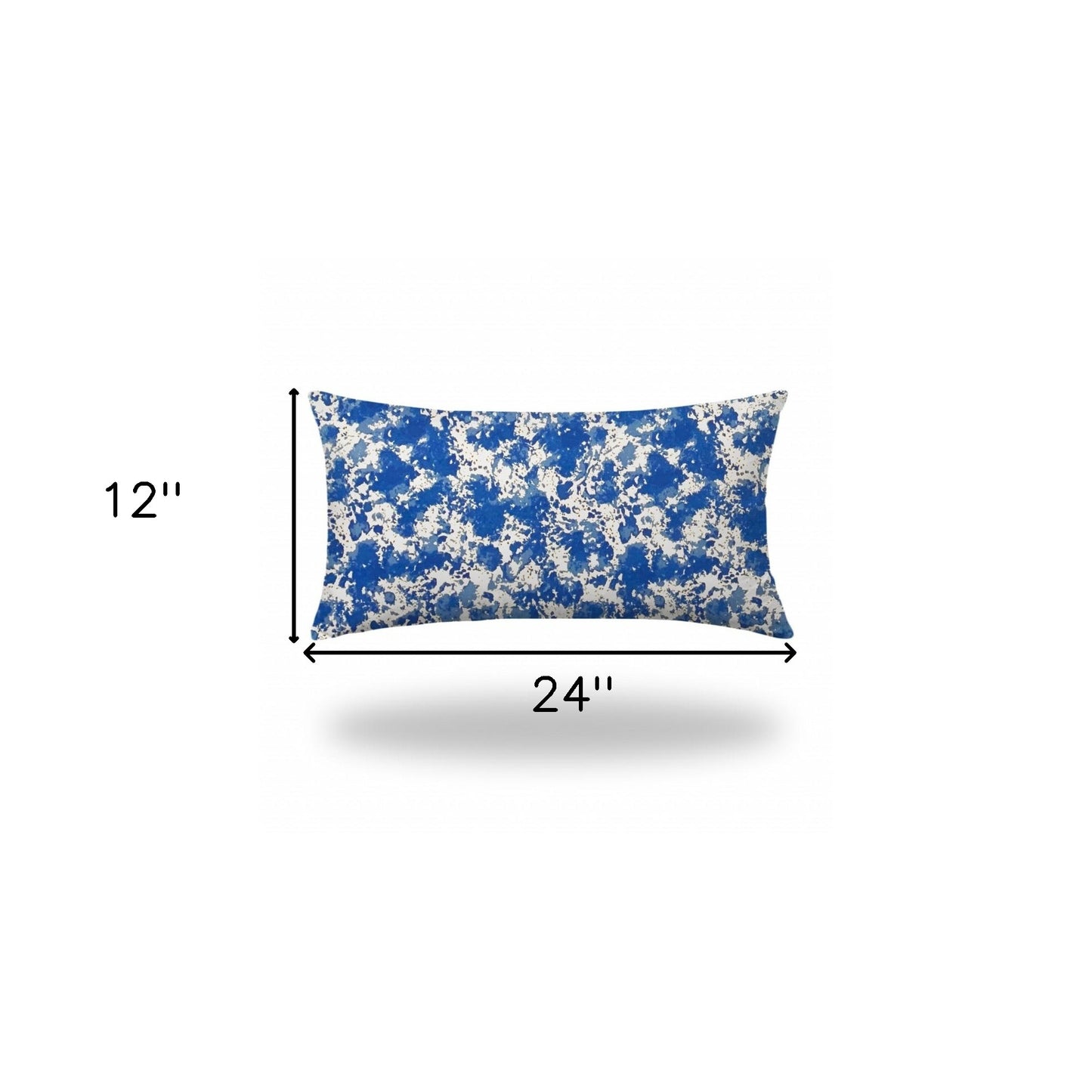 14" X 24" Blue And White Enveloped Lumbar Indoor Outdoor Pillow Cover