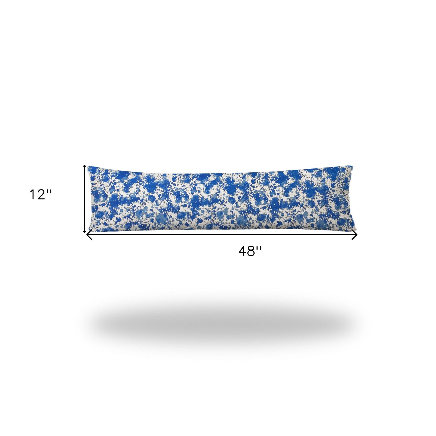 12" X 48" Blue And White Enveloped Lumbar Indoor Outdoor Pillow Cover