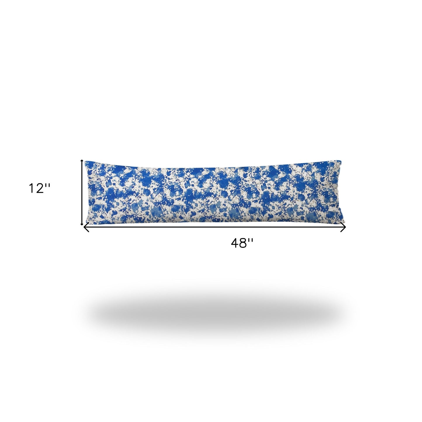 12" X 48" Blue And White Zippered Indoor Outdoor Lumbar Pillow