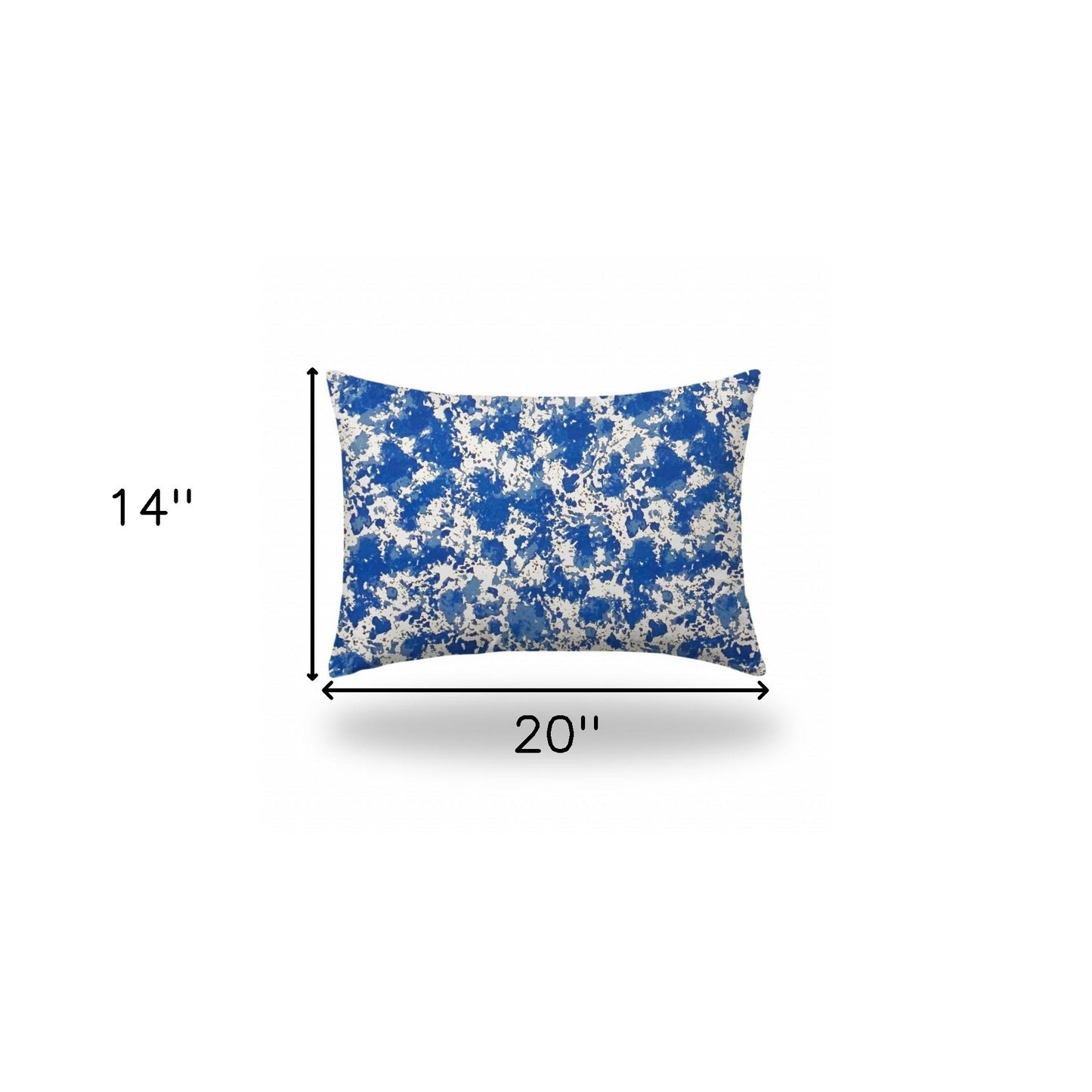 14" X 20" Blue And White Blown Seam Coastal Lumbar Indoor Outdoor Pillow