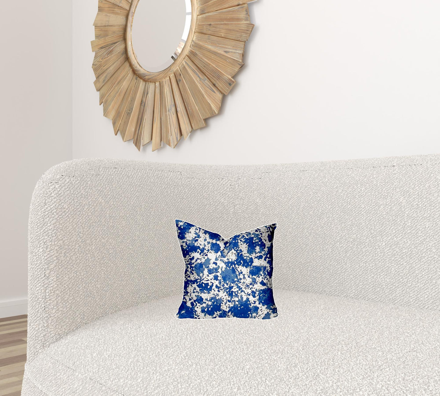 12" X 12" Blue And White Enveloped Coastal Throw Indoor Outdoor Pillow