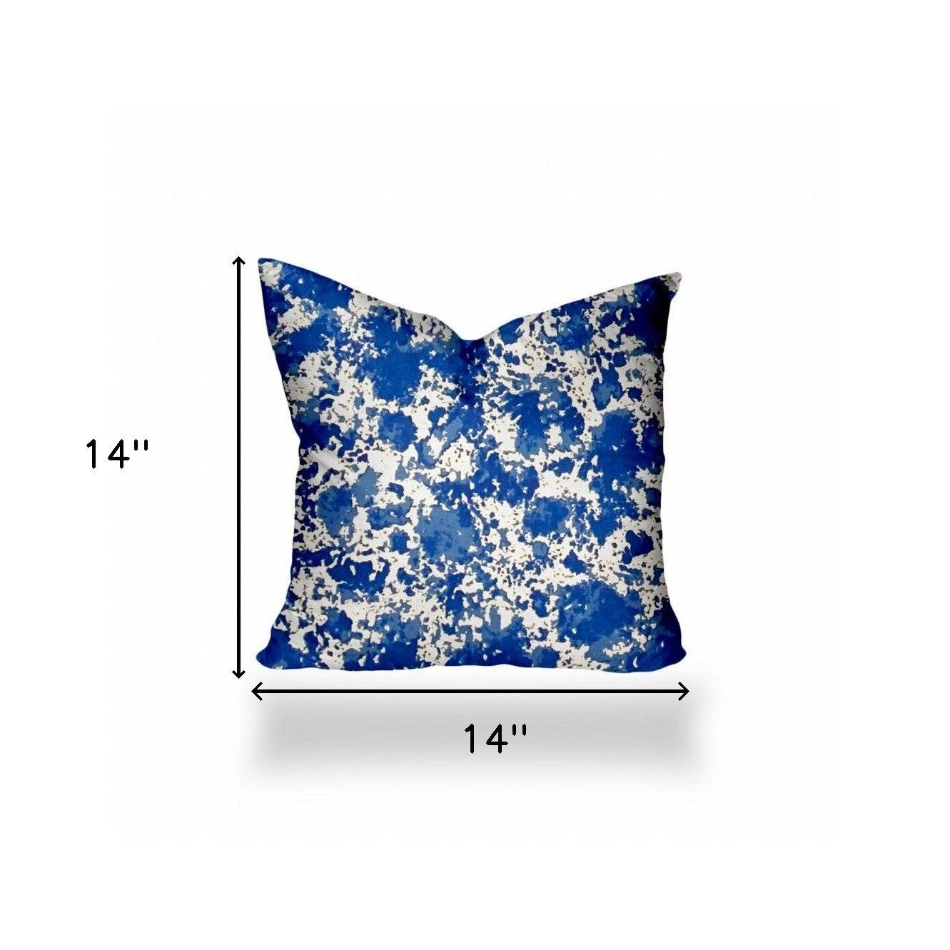 14" X 14" Blue And White Enveloped Coastal Throw Indoor Outdoor Pillow