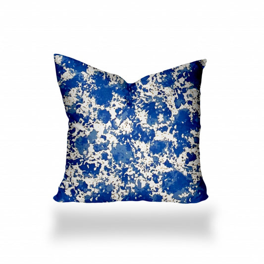 14" X 14" Blue And White Blown Seam Coastal Throw Indoor Outdoor Pillow