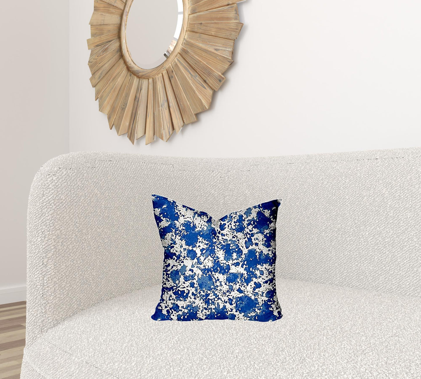 16" X 16" Blue And White Enveloped Coastal Throw Indoor Outdoor Pillow