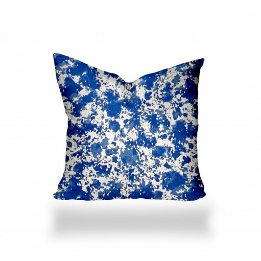 17" X 17" Blue And White Enveloped Coastal Throw Indoor Outdoor Pillow Cover