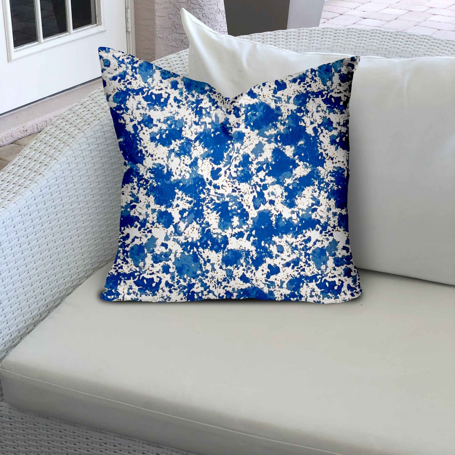 17" X 17" Blue And White Enveloped Coastal Throw Indoor Outdoor Pillow