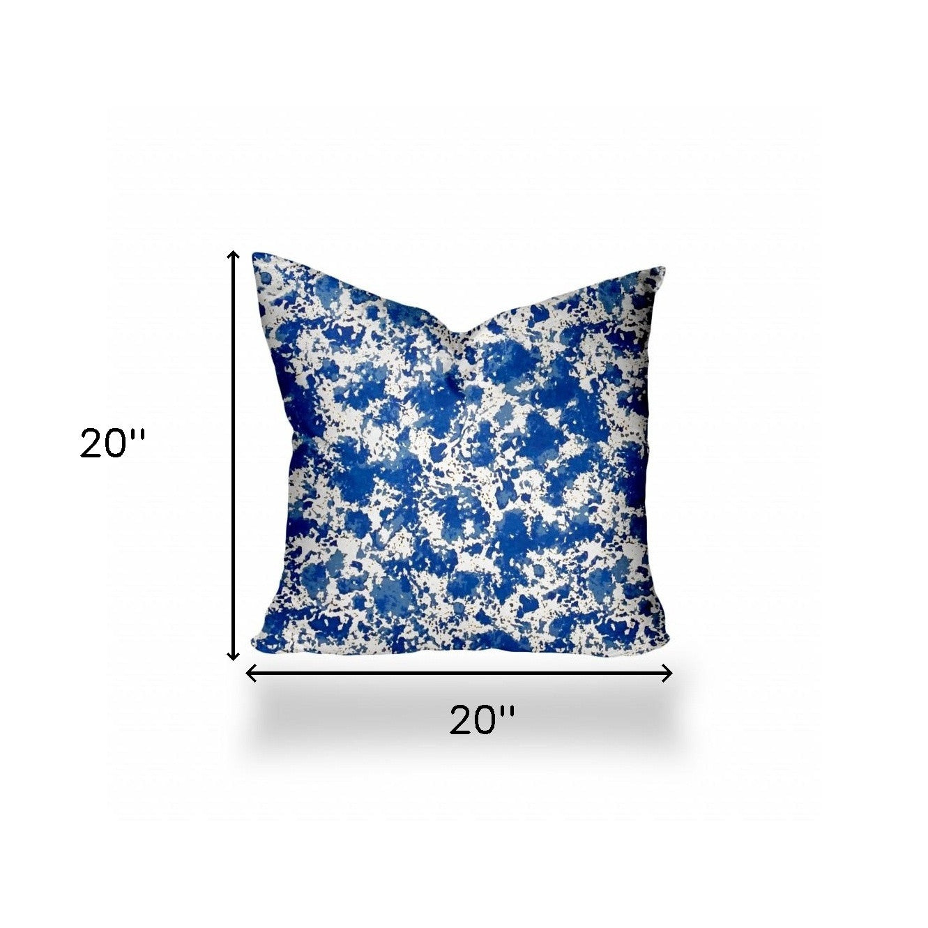 20" X 20" Blue And White Blown Seam Coastal Throw Indoor Outdoor Pillow