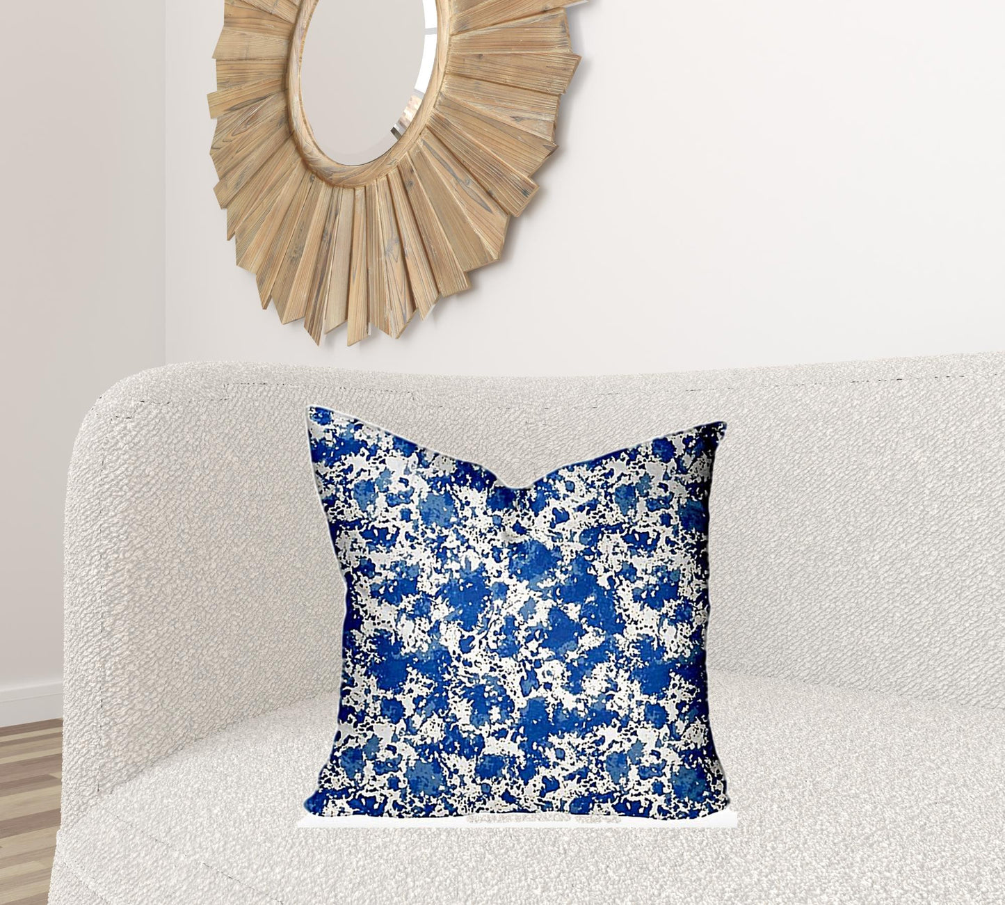 22" X 22" Blue And White Enveloped Coastal Throw Indoor Outdoor Pillow Cover