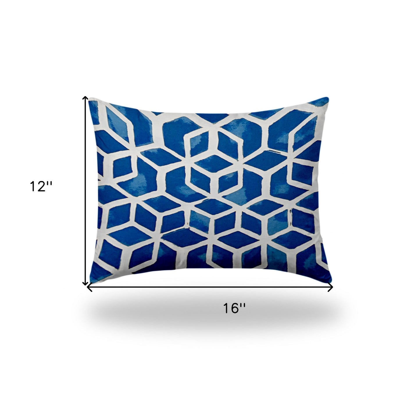 12" X 16" Blue And White Zippered Honeycomb Lumbar Indoor Outdoor Pillow Cover