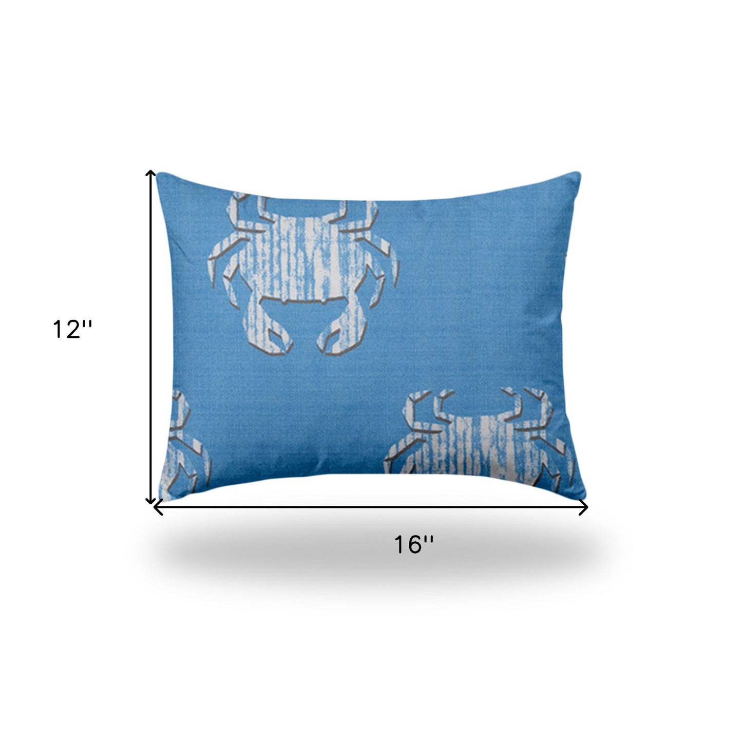 12" X 16" Blue And White Crab Zippered Lumbar Indoor Outdoor Pillow Cover