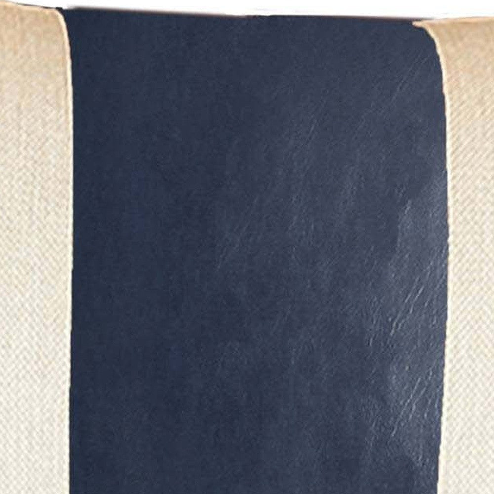 Set Of Four 12" X 20" Navy Blue and Ivory Faux Leather Zippered Pillow Cover