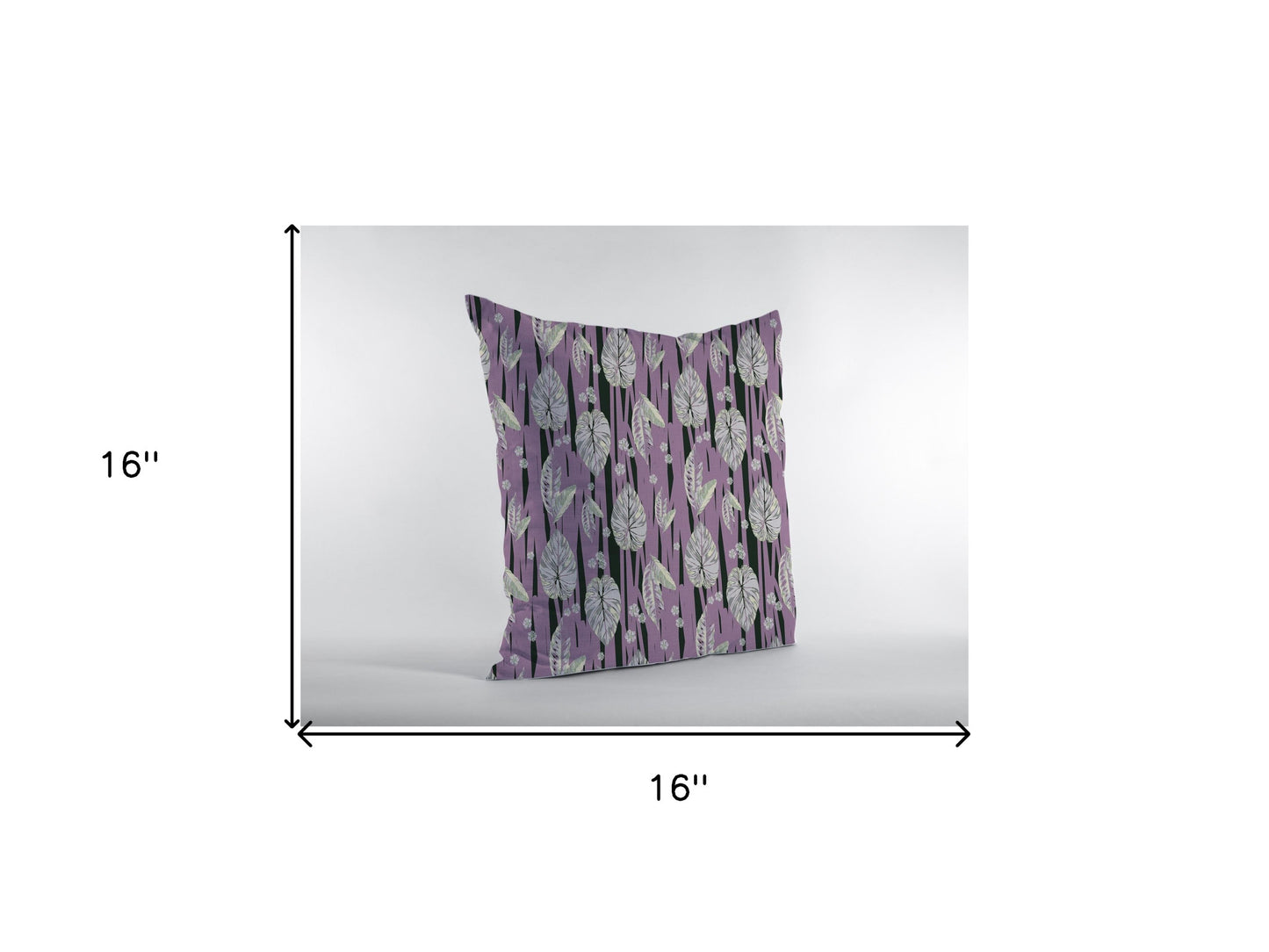 16” Lavender Black Fall Leaves Zippered Suede Throw Pillow