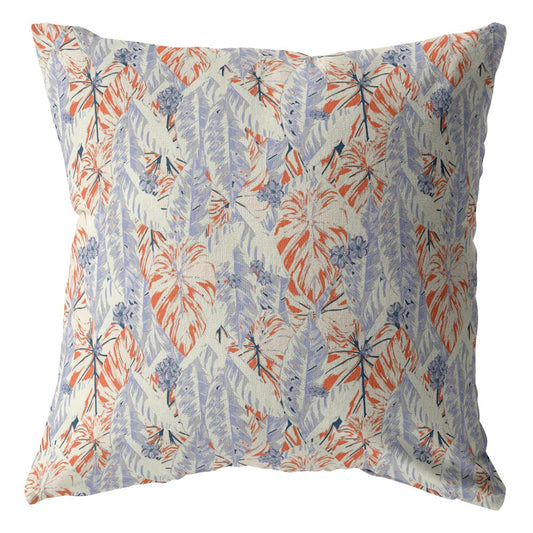 16" Orange Lavender Tropics Zippered Suede Throw Pillow