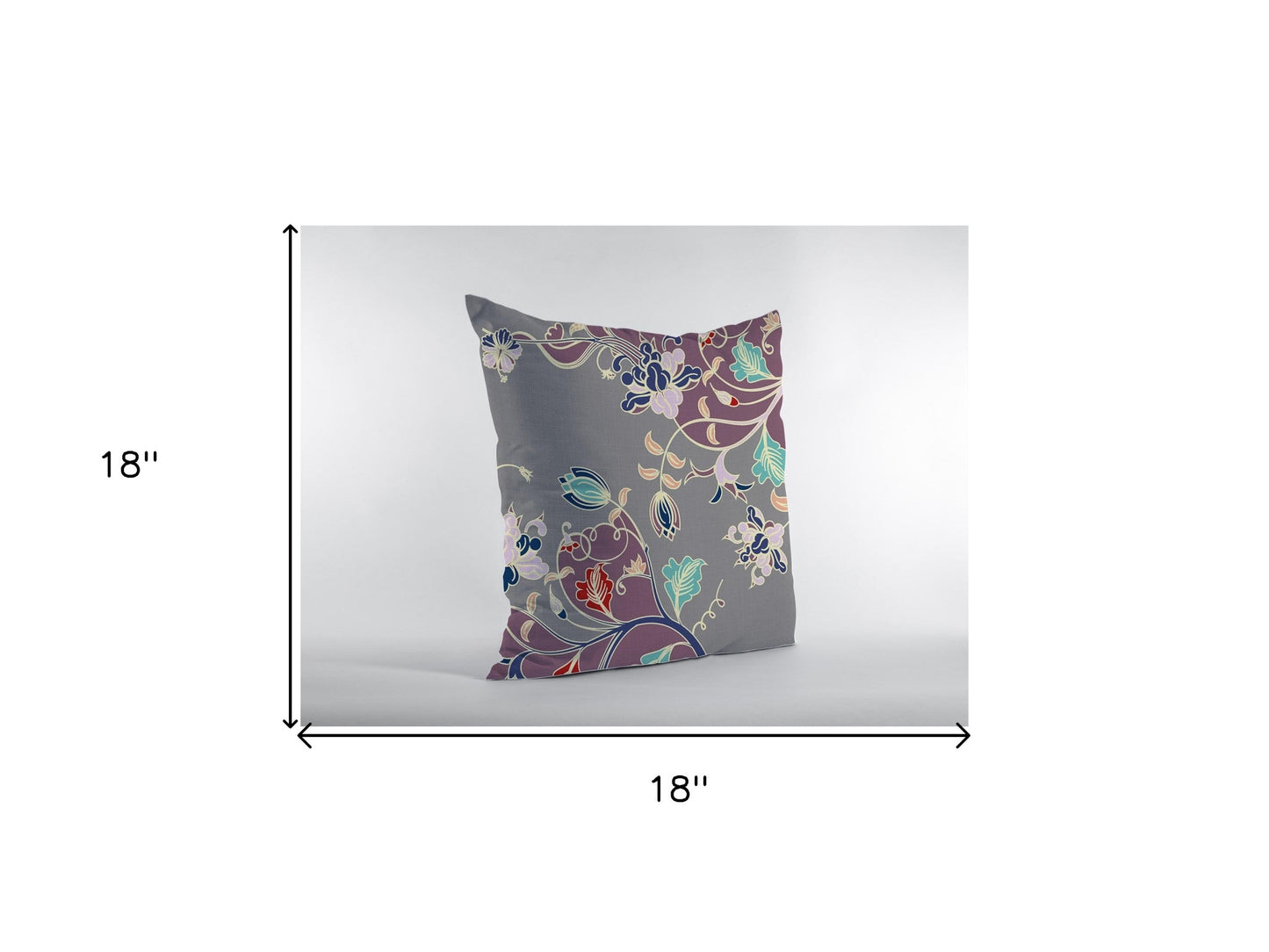 18" Purple Gray Garden Zippered Suede Throw Pillow