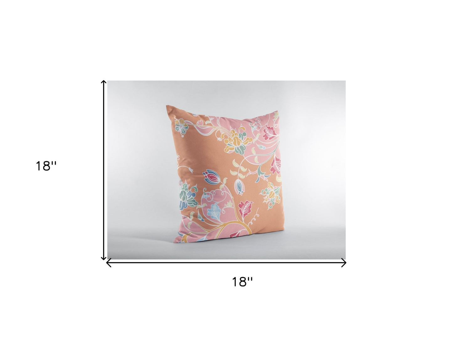 18" Pink Orange Garden Zippered Suede Throw Pillow