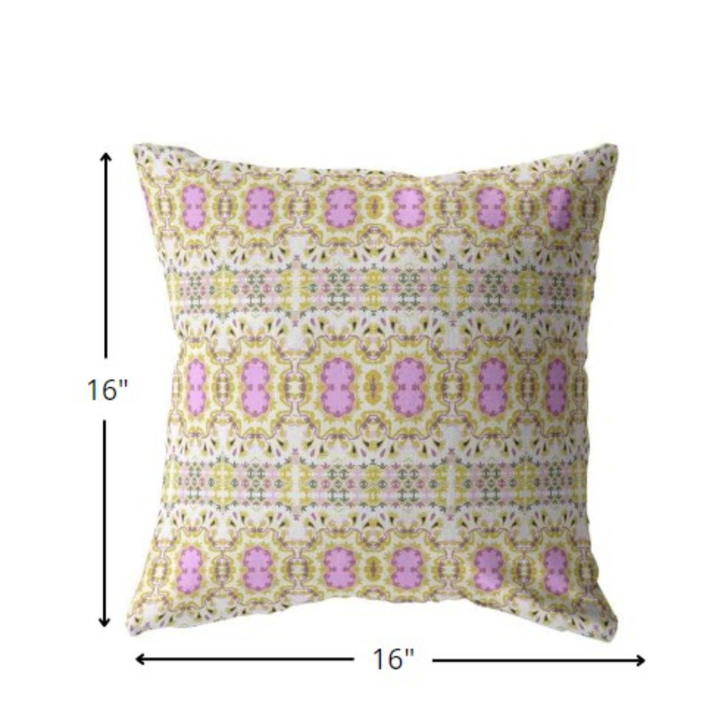 16” Yellow Lavender Geofloral Zippered Suede Throw Pillow