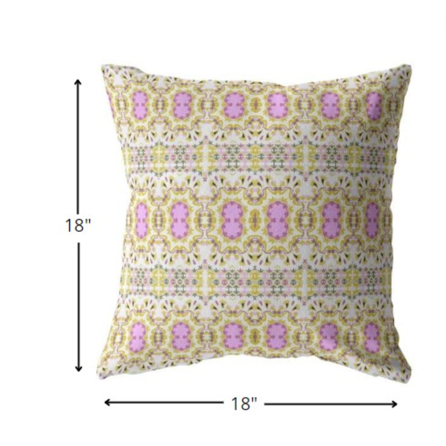 18” Yellow Lavender Geofloral Zippered Suede Throw Pillow